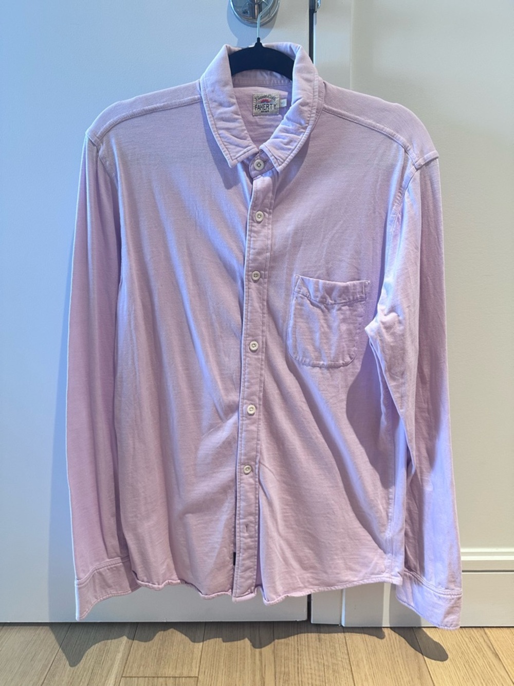 Faherty Lavender Long-Sleeve Sunwashed Knit Button-Down Shirt